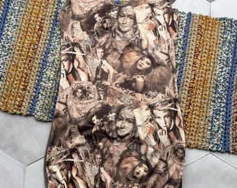 Abito vintage stampato da donna, taglia M