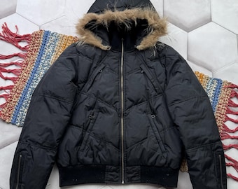 Number 1 Sun Vintage Ski Jacket Rainbow Colors, Medium Puffer