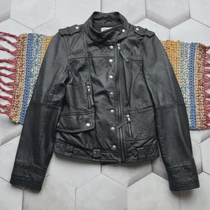 Vintage Cropped Leather Jacket Women&#39;s Size M