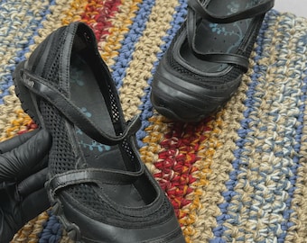 Vintage Black Mary Jane Platform Y2K Chunky Mesh Flats Goth Ballet Shoes Alternative Streetwear
