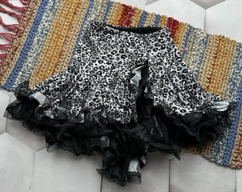 Vintage Y2K minirok luipaard ruche gelaagde tule petticoat fee grunge dames