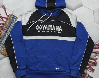 Vintage Racing Hoodie Blue Black Moto Sweatshirt Y2K Men's Streetwear