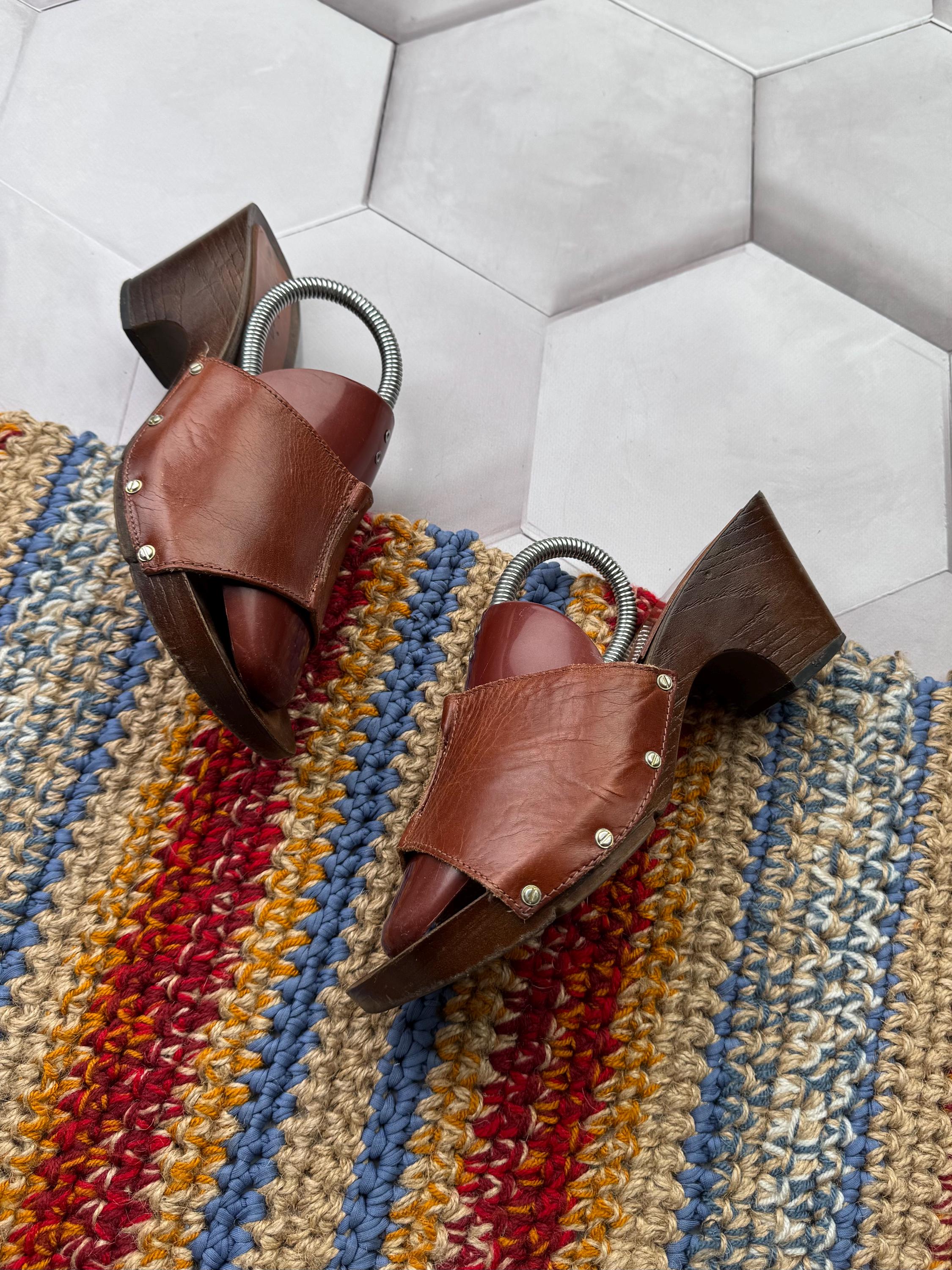 Mules à Talons Marron 100% Cuir Et Suède - Dorothy Perkins Taille UK 7 (41) - Neuf Sans Boîte