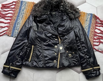 Black Jacket Faux Fur Hooded Cropped Jacket Zip Up Winter Coat Women