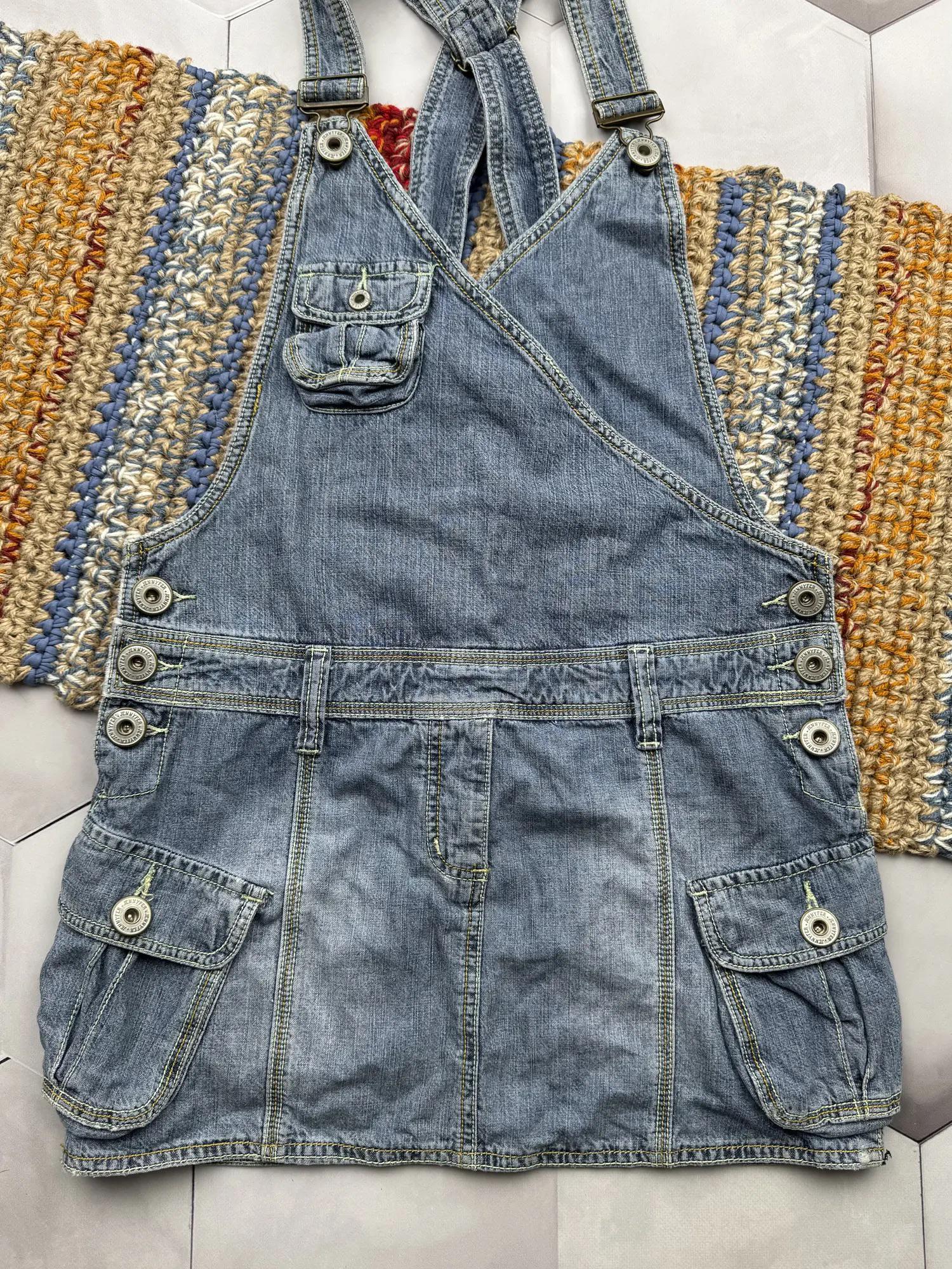 Vintage Denim Cargo Skirt Long