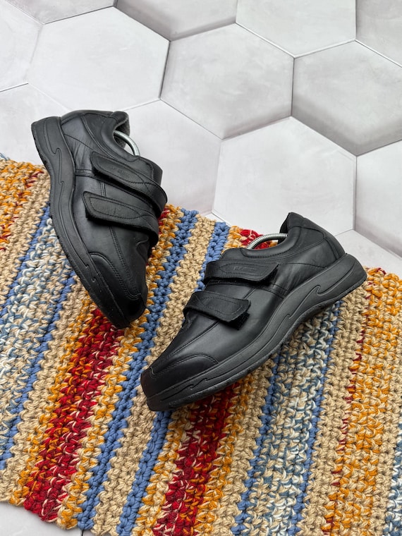 Vintage Black Leather Walking Shoes Men's Comfort Sneakers Minimalist Casual Orthopedic