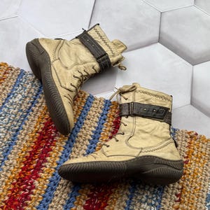 Vintage Leather Moto Type Boots With Straps Women&#39;s Size 38