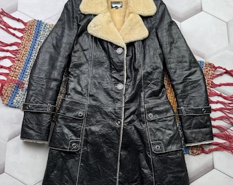 Handmade 90s Vintage Black Shearling Sheepskin Fur Trench Coat - Etsy