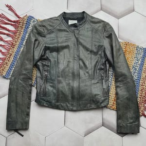 Vintage Faded Cropped Leather Jacket Women&#39;s Size M