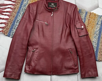 Vintage Y2K Leather Jacket in Black - 2000s Moto Racing Slim Fit