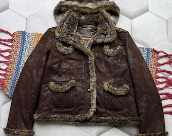Vintage Y2K Khaki Military Jacket With Faux Fur Hood M - Etsy