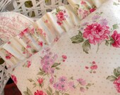 Shabby Chic Polkadots Pillow with Pink Roses and Stripes