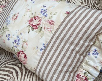 Shabby chic stripes and roses