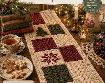Gezellige kerst patchwork loper breipatroon pdf vakantietafeldecor