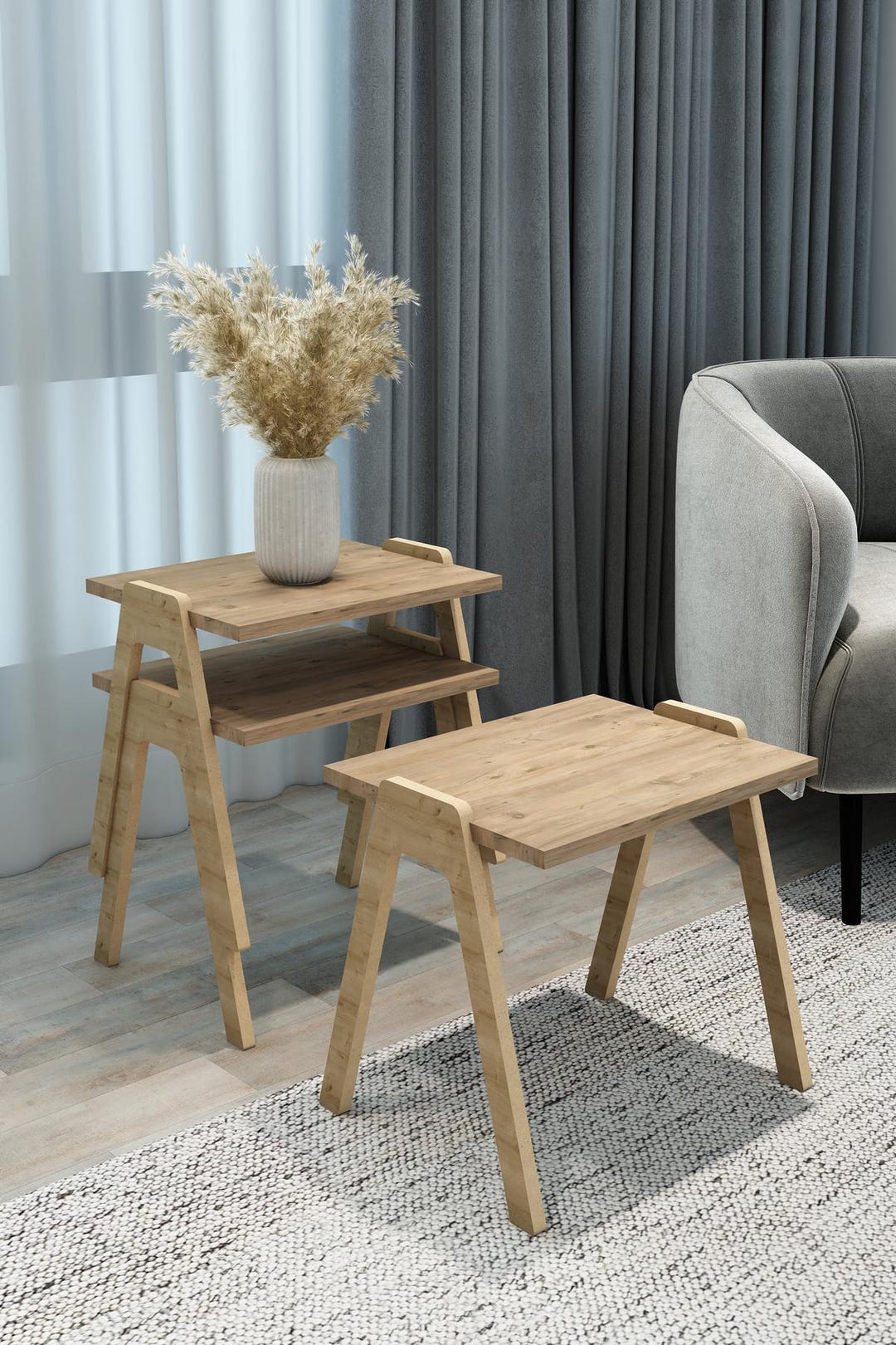 3-piece Nesting Table Set Modern Stackable Side Tables - Etsy