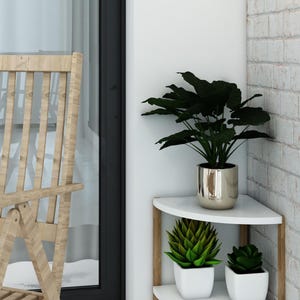 2-Tier Triangle Wooden Shelf Unit | Corner Storage Shelf for Bathroom & Living Room