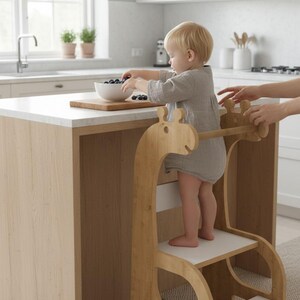 Wooden Learning Tower for Toddlers | Montessori Helper Stool | Safe MDF Toddler Kitchen Tower