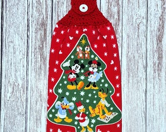 Disney Christmas Hanging Kitchen Towel, Mickey and Friends Tree Decor