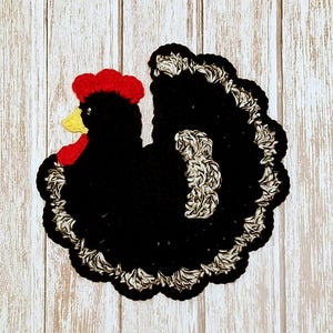 Crochet Black Chicken Potholder Hot Pad