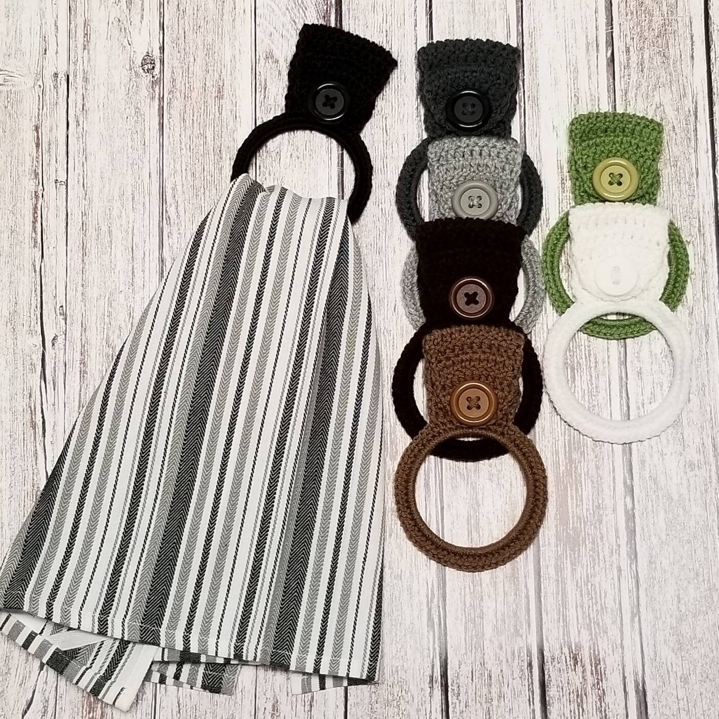 Kitchen Towel Holder Ring Crochet Towel Ring Hoop Black Etsy