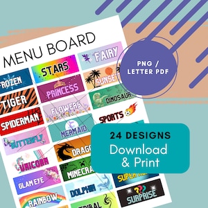 Face Painting Menu Board: 24 Designs Printable Display (Digital Download)