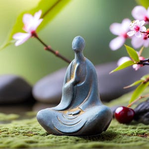 Japanese Cast Iron Buddha Statue: Delicate Carving, Zen Home Decor