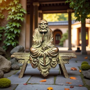 Estatua sagrada de Buda antigua: arte de cobre y bronce puro para meditación y regalo zen