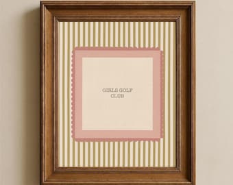 Girls Golf Club Wall Art – Vintage Golf Print, Preppy Nursery Decor, Feminine Golf Artwork, Pink & Green Golf Poster