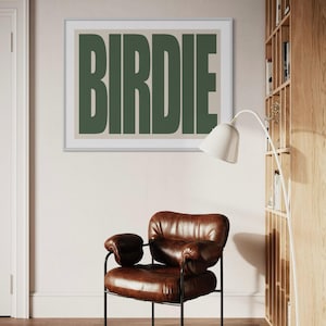 BIRDIE Poster, BIRDIE Typography, Modern Golf Poster, Golf Art, Golf Bedroom, Golf Decor, Golf Print, Golf Canvas, Office Golf Art, Golf fan