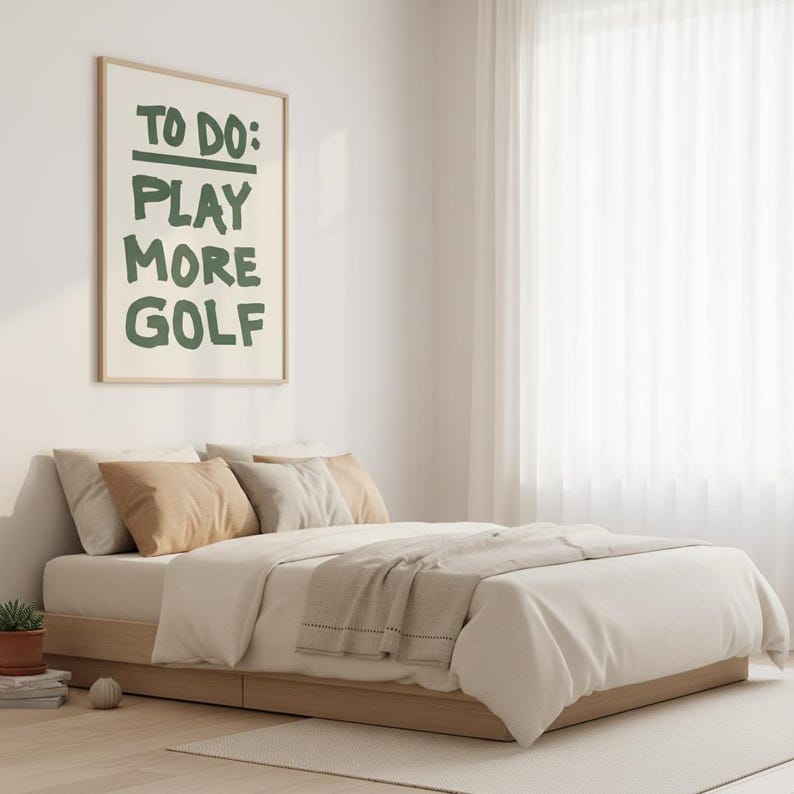 Póster clásico en papel mate, Juega más al golf, Techo con temática de golf, Arte mural de golf, Póster de golf imagen 2