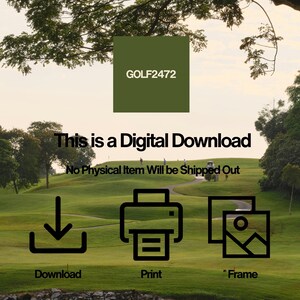 The image is a digital download advertisement for Golf2472, featuring a grassy golf course and trees in the background.