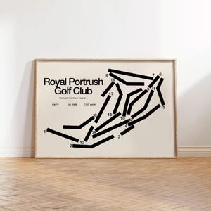 Royal Portrush Golf Club, carte du parcours de golf, cadeau golfeur pour lui, Irlande du Nord, cadeau petit ami golfeur, déco de golf moderne Mid-Century