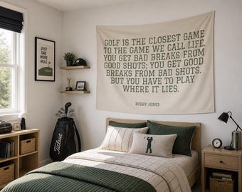 Golf Banner - Inspirational Bobby Jones Quote Wall Art - Durable Polyester, Office and Man Cave Decor