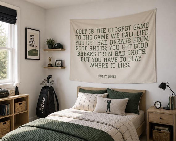 Golf Banner - Inspirational Bobby Jones Quote Wall Art - Durable Polyester, Office and Man Cave Decor