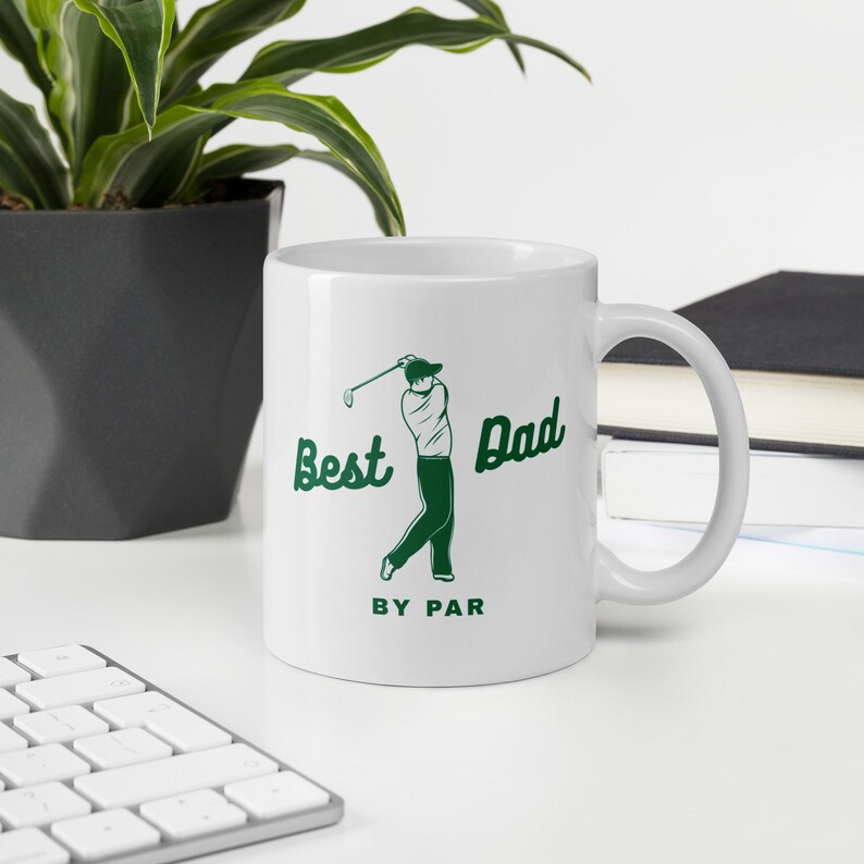 Best Dad by Par White glossy mug