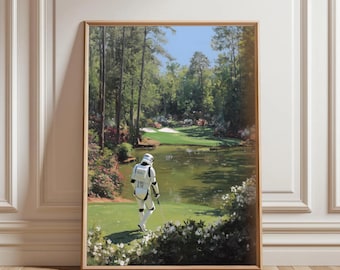Stormtrooper Golf Wall Art: Funny Western Cowboy Print