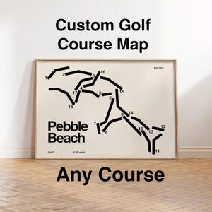 Carte du parcours de golf personnalisée, Décoration d'intérieur, Cadeau pour lui, Mise en page de la carte de pointage, Cadeau petit ami golfeur, Chambre de golf, Art de golf moderne Mid-Century