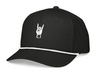 Golf Hat Rock On: Minimal Style Rope Cap (Five Panel, Adjustable)
