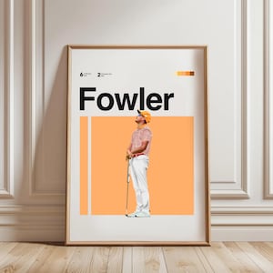Póster de golf de Ricky Fowler: Descarga digital estilo mediados de siglo
