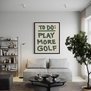 Retro Golf Print, druckbare niedliche Golf Wandkunst, Golf ästhetischer Druck, trendiges Golf Poster, Golf Zitat Druck, Geschenk für Golfliebhaber, Spielen Sie mehr Golf