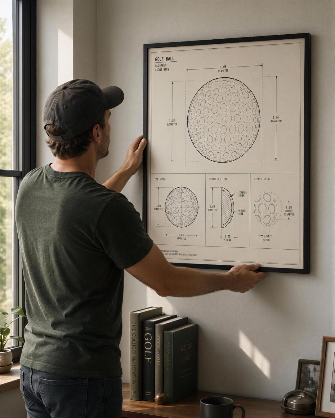 Golf Ball Blueprint Print: Vintage Sepia, Regulation Dimples - Etsy