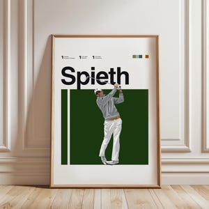 Jordan Spieth Golf Poster: Mid-Century Modern Golf Art Print