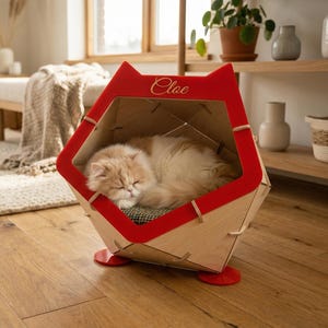 Modern Cat Bed CNC Files | Laser Cut Pet House (Digital Download)
