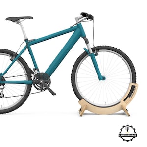 Soporte de bicicleta ajustable cortado con láser y CNC / Portabicicletas universal para bicicletas de carretera, montaña y bicicletas Fat / Archivos SVG, DXF, Ai