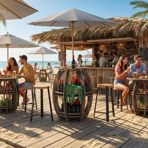 Wine Barrel Pub Table CNC Files: Router & Laser Cut (Digital Download)