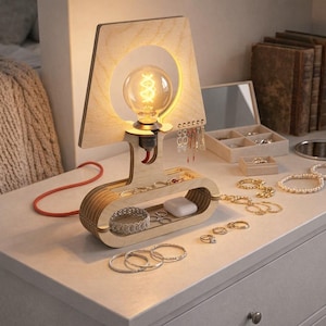 Design di lampada da tavolo vintage per taglio CNC e laser - File digitali compatibili con Glowforge