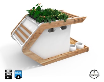 CNC Dog House Plan: Modern Pet House with Rooftop Garden (Digital Download)