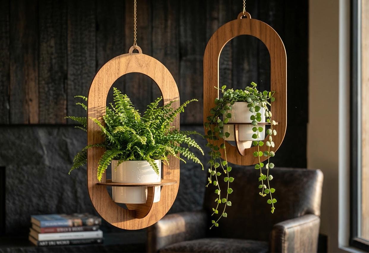 Wooden Hanging Pot Planter - Etsy