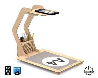 Soporte para escáner de documentos para smartphone (hágalo usted mismo): Archivos de corte láser (descarga digital)