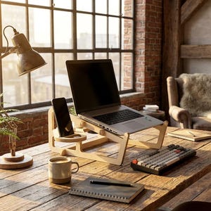 Verstellbarer Laptopständer aus Holz CNC und Laserschnittdateien (Digitaler Download)